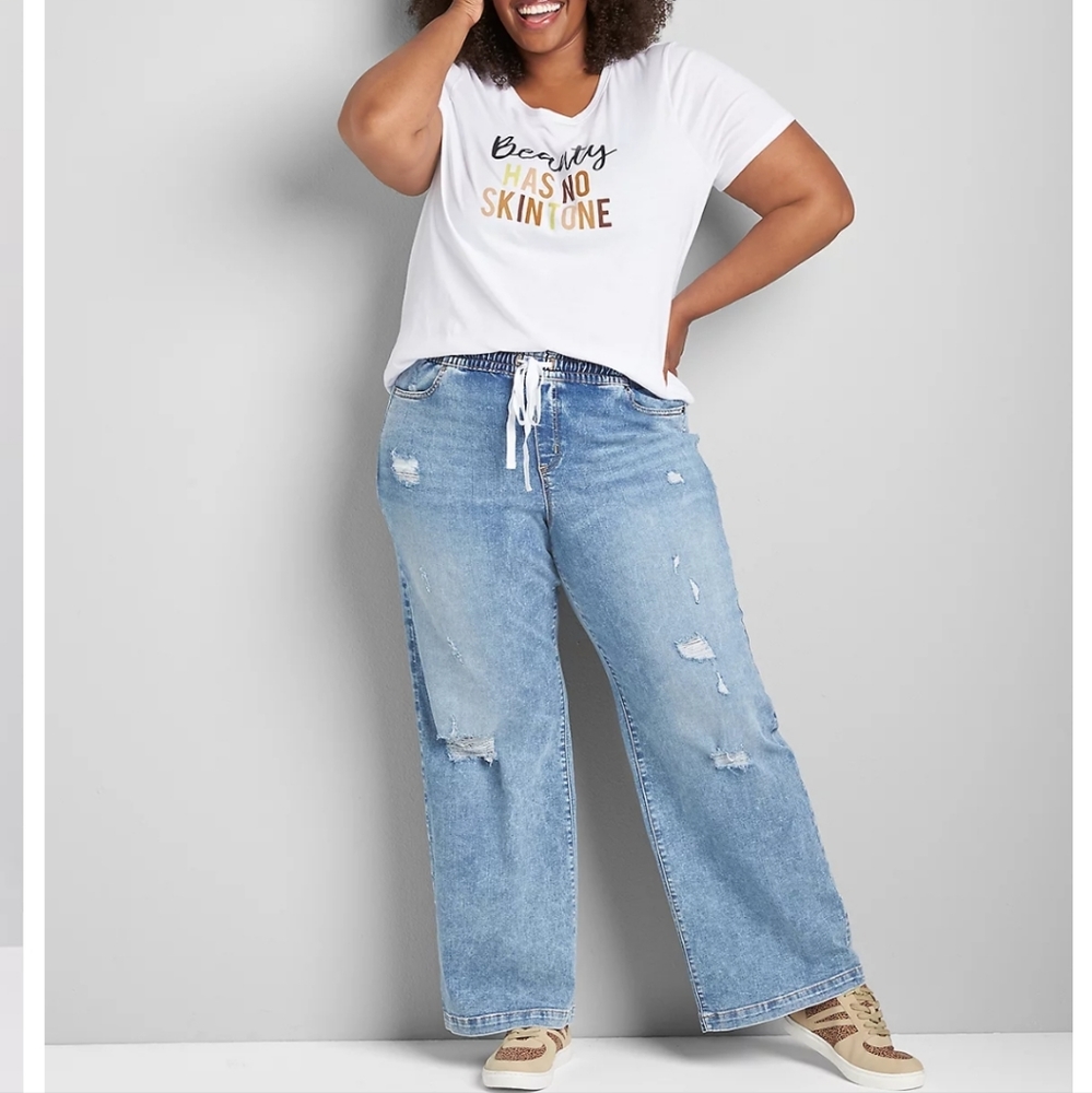 LANE BRYANT GU-Pull-On Wide Leg Jean